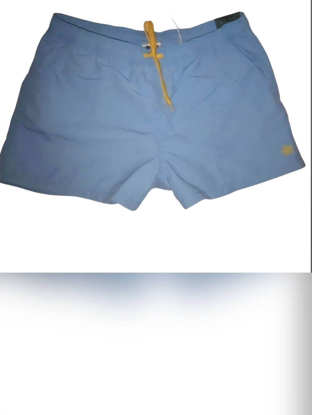 NWT Alpine Design 3" Pull‎ on shorts,  Mid rise, soft sky blue w/ yellow. Medium